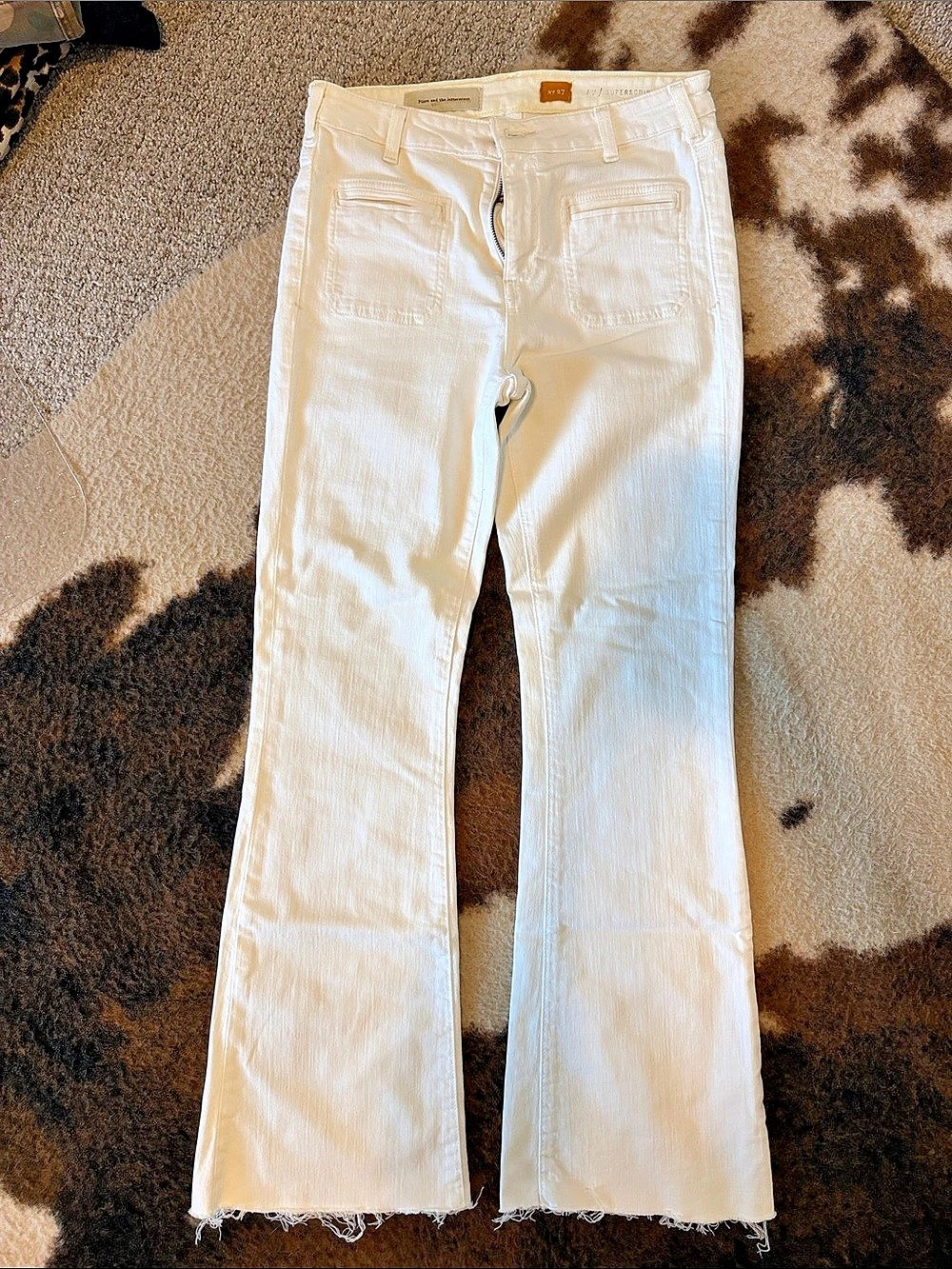 Pilcro and the letterpress Flare Jeans in White Waist 27